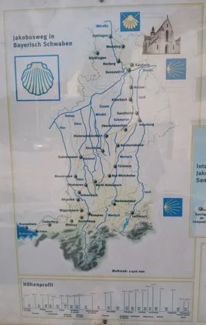 Mapa Jakobusweg Bavorsko