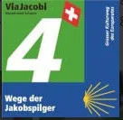 Značka ViaJacobi směr do Compostely Švýcarsko