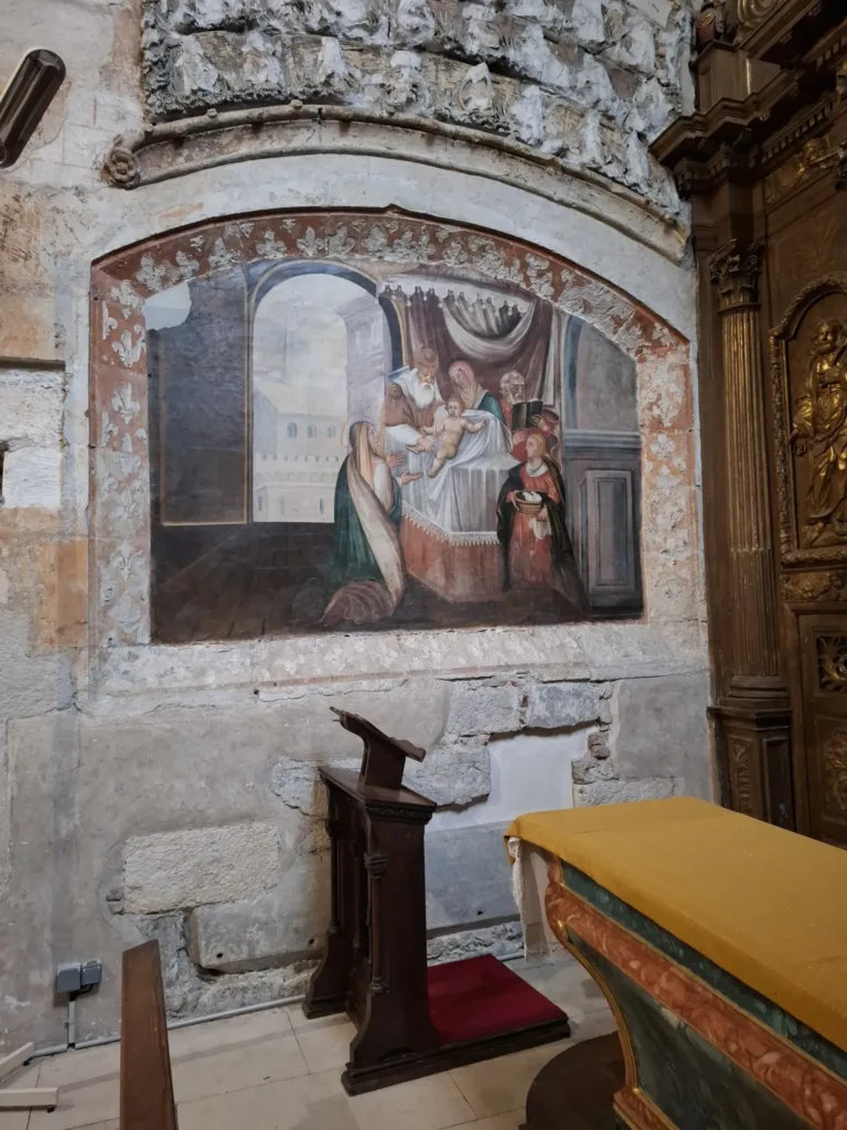 Cahors katedrála freska narození Krista